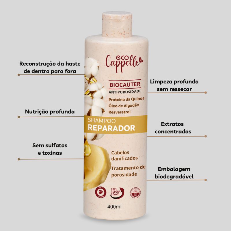 Shampoo Reparador BioCauter Antiporosidade - 400ml