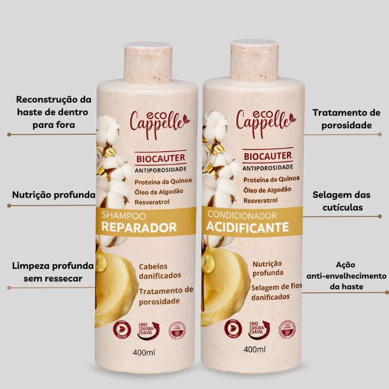Kit BioCauter Antiporosidade - Shampoo + Condicionador Acidificante