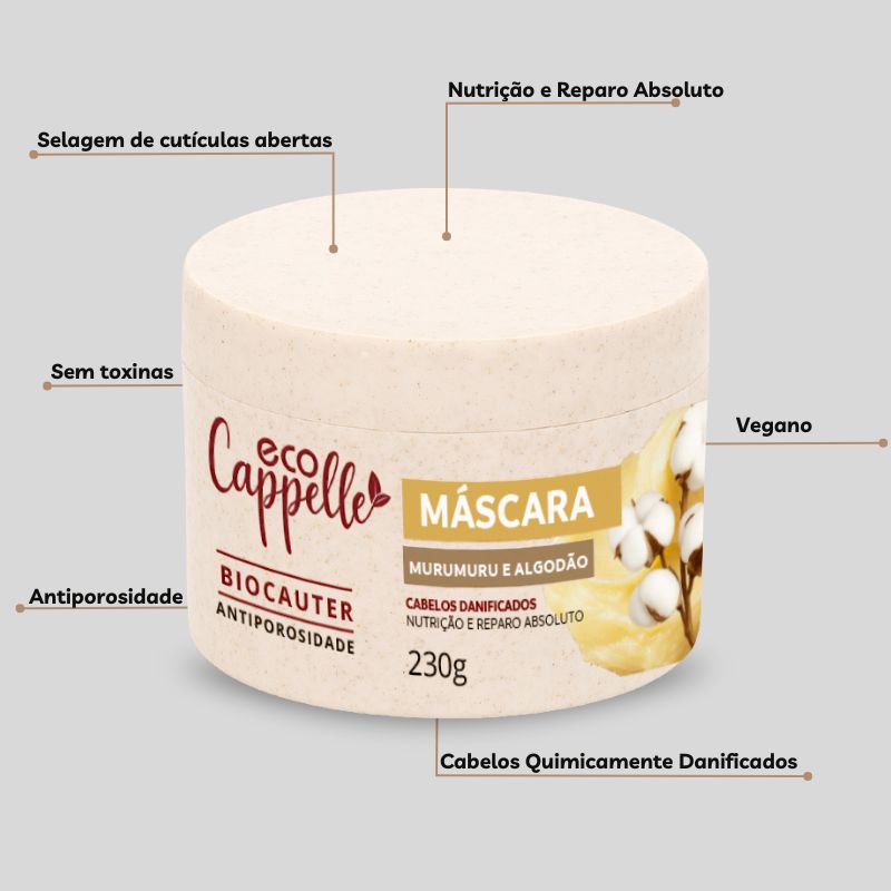 Kit BioCauter Antiporosidade - Shampoo Reparador + Condicionador Acidificante + Máscara de alta nutrição.