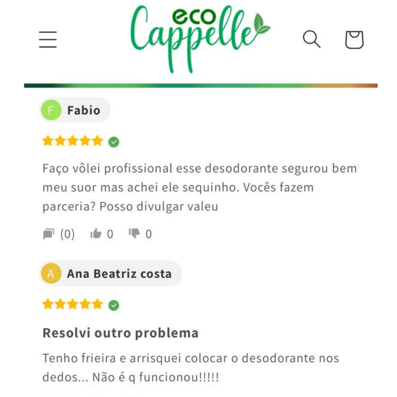 Desodorante s/ alumínio e triclosan - 30%OFF - EcoCappelle