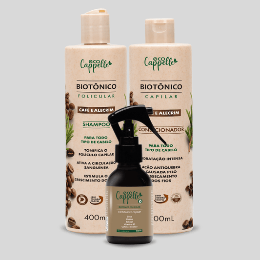 Kit Biotônico Folicular Antiqueda - Shampoo + Condicionador + Tônico Fortificante - EcoCappelle
