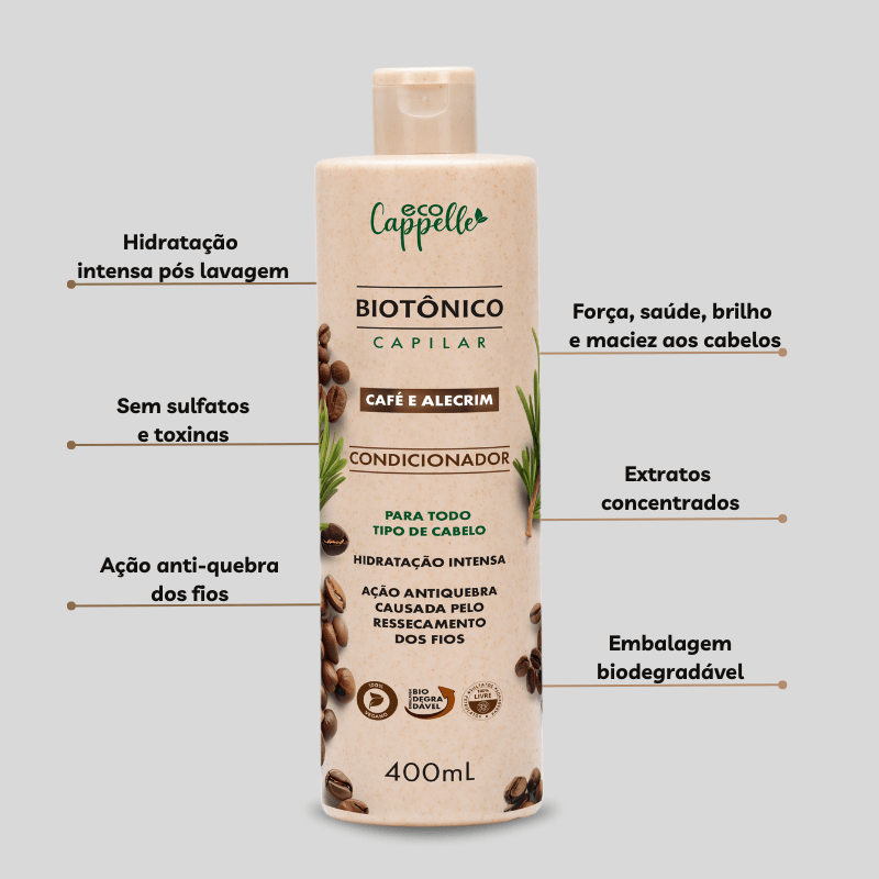 Kit Biotônico Folicular - Shampoo + Condicionador + Máscara + Leave - In - EcoCappelle