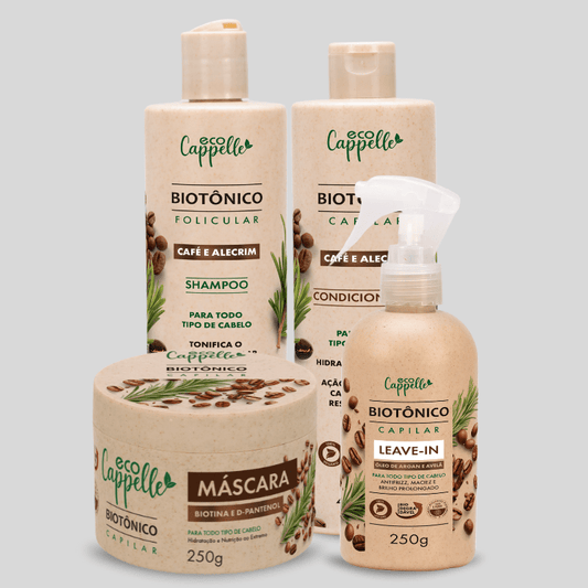 Kit Biotônico Folicular - Shampoo + Condicionador + Máscara + Leave - In - EcoCappelle