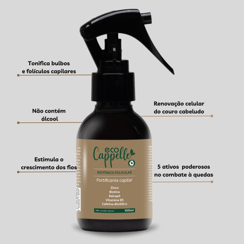Kit Shampoo Café e Alecrim + Tônico fortificante com 5 ativos - EcoCappelle