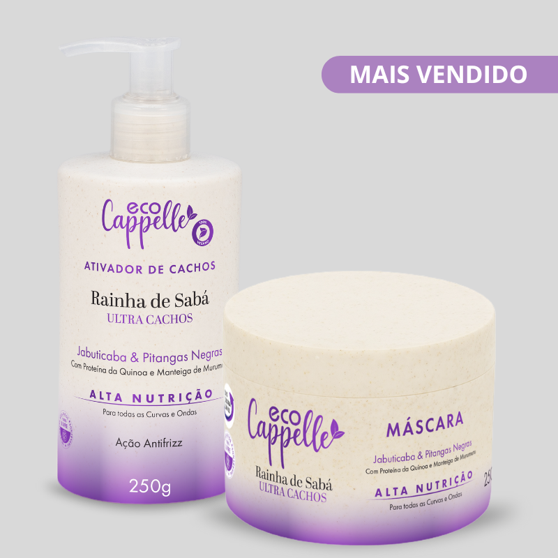 Kit Ultra Cachos Rainha de Sabá - Ativador de Cachos + Máscara Hidratação