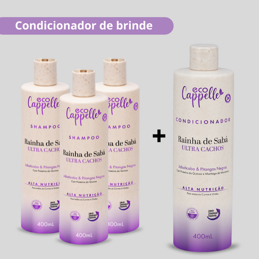 Kit 3 Shampoos Ultra Cachos Rainha de Sabá