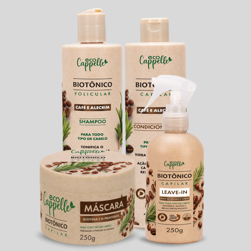 Kit Biotônico Folicular - Shampoo + Condicionador + Máscara + Leave-In