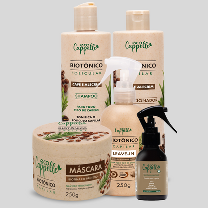 Kit Biotônico Folicular - Shampoo + Condicionador + Máscara + Leave-In + Tônico fortificante