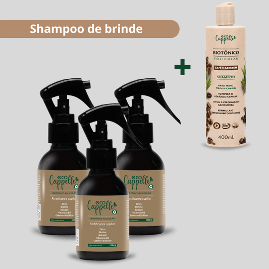 3 meses de tratamento: Kit 3 Tônicos Fortificante Capilar - EcoCappelle