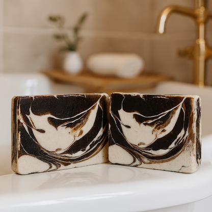 Shampoo de Barba + Tônico Fortificante com 5 ativos + 2 sabonetes artesanais de café.