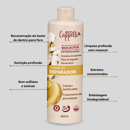 Kit 3 Shampoos Reparadores BioCauter e ganhe 1 condicionador