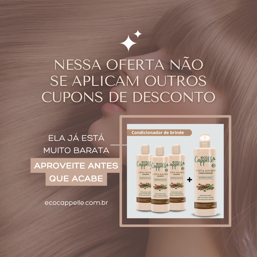 Kit 3 Shampoos Biotônico Folicular Café & Alecrim