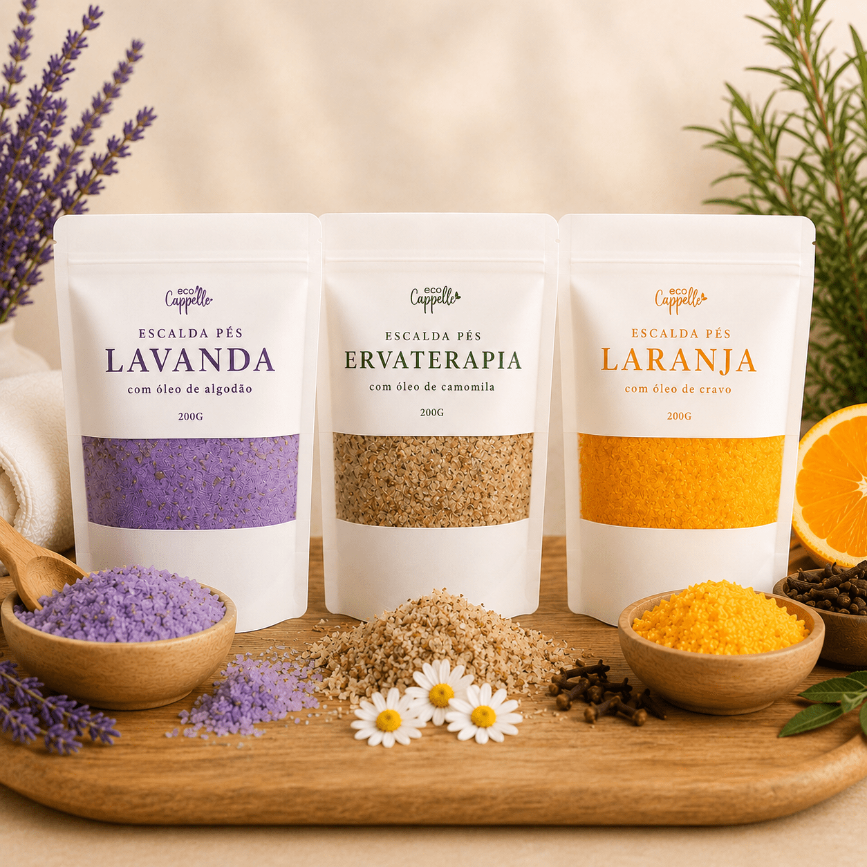 Kit 3 Escalda Pés Spa Dos Pés Sais De Banho 3 Aromas Terapia - EcoCappelle