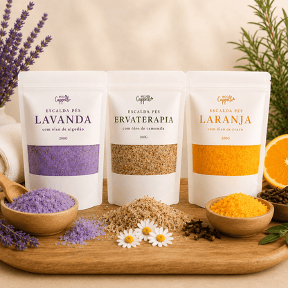 Kit 3 Escalda Pés Spa Dos Pés Sais De Banho 3 Aromas Terapia - EcoCappelle