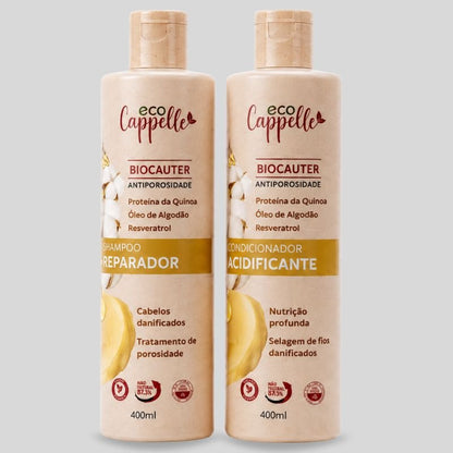 Kit BioCauter Antiporosidade - Shampoo + Condicionador Acidificante - EcoCappelle