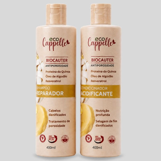 Kit BioCauter Antiporosidade - Shampoo + Condicionador Acidificante - EcoCappelle