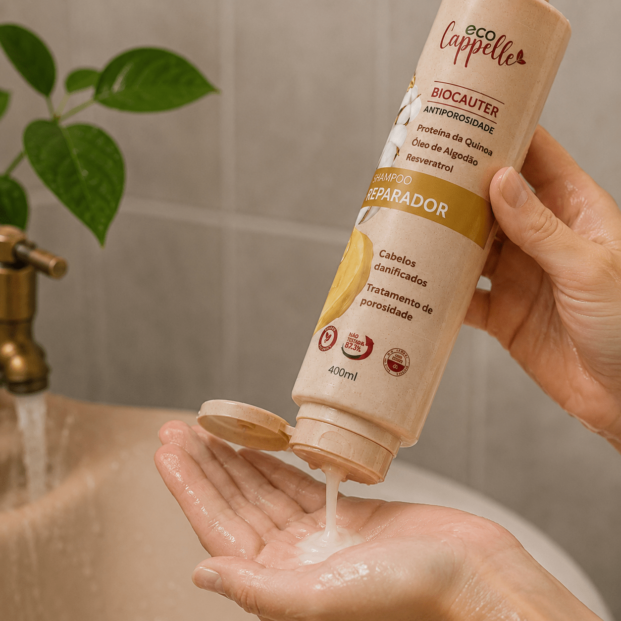Kit BioCauter Antiporosidade - Shampoo Reparador + Condicionador Acidificante + Máscara de alta nutrição. - EcoCappelle