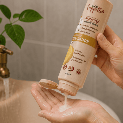 Kit BioCauter Antiporosidade - Shampoo Reparador + Condicionador Acidificante + Máscara de alta nutrição. - EcoCappelle