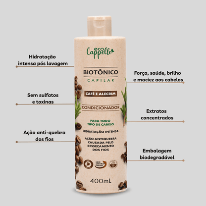 Kit Biotônico Folicular - Shampoo + Condicionador + Máscara + Leave - In - EcoCappelle