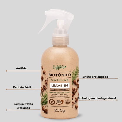 Kit Biotônico Folicular - Shampoo + Condicionador + Máscara + Leave - In + Tônico fortificante - EcoCappelle