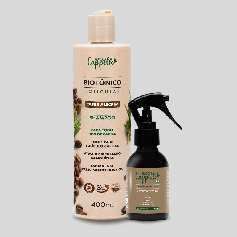 Kit Shampoo Café e Alecrim + Tônico fortificante com 5 ativos - EcoCappelle
