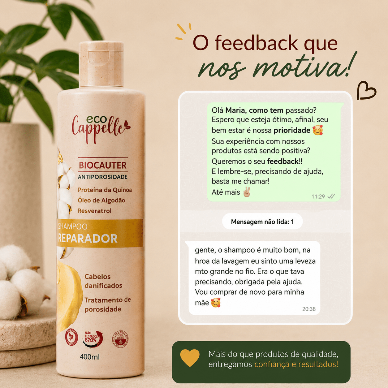 Shampoo Reparador BioCauter Antiporosidade - 400ml - EcoCappelle